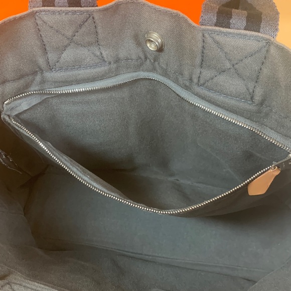 Hermes Small PM Canvas Tote/ Hand Bag Fourre-tote, Gray & Black - Picture 11 of 15